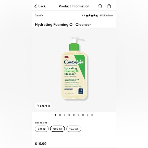 CeraVe Hydrating Foaming Oil Cleanser 💚 - Picture 6 of 9